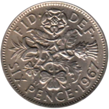 Preview 6 pence, 1967 reverse