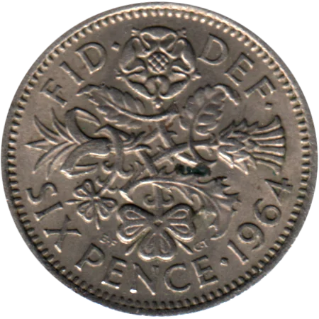 6 pence, 1964 Reverse