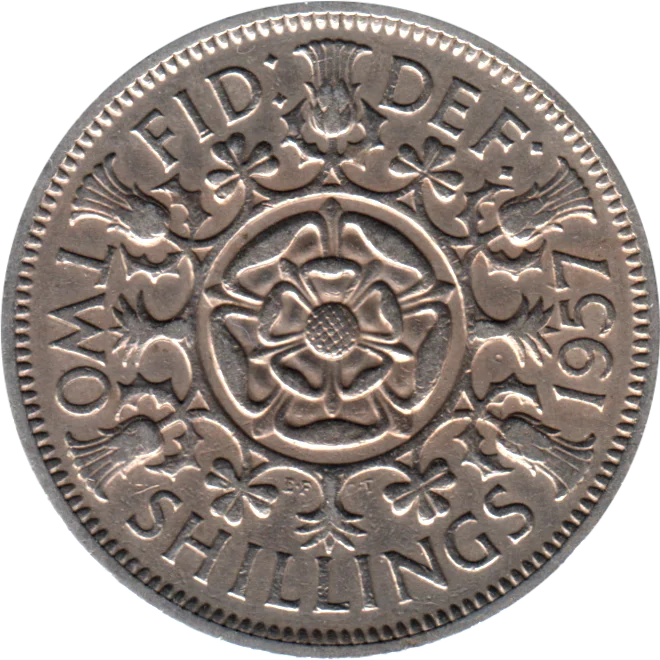 2 shillings, 1957 Reverse
