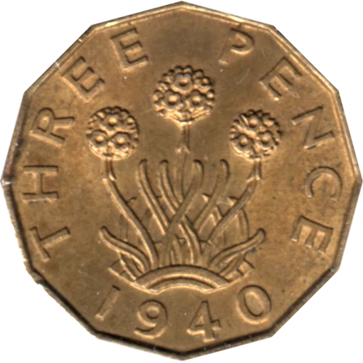 3 pence, 1940 Reverse