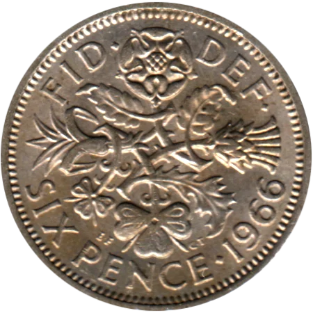 6 pence, 1966 Reverse