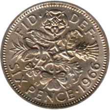 Preview 6 pence, 1966 reverse