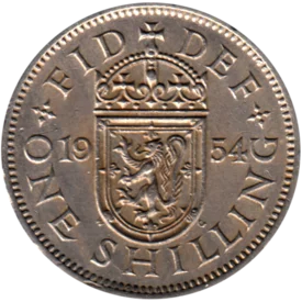 Preview 1 shilling, 1954 reverse