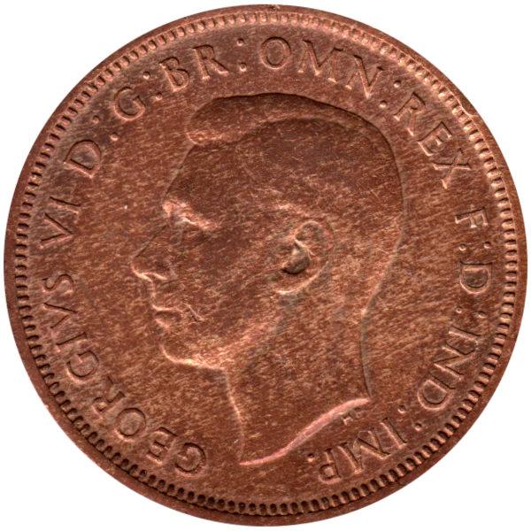 ½ penny, 1938 Obverse
