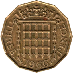 Preview 3 pence, 1966 reverse