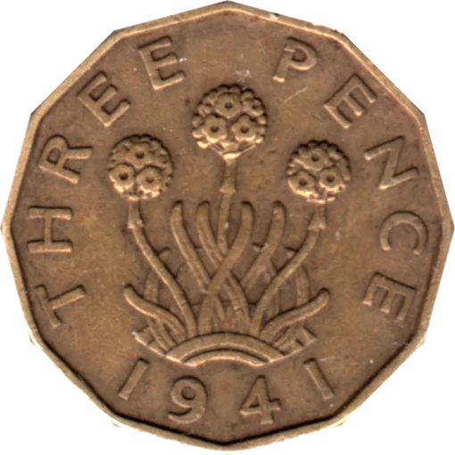 3 pence, 1941 Reverse