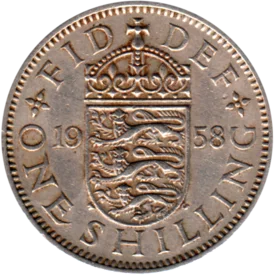 Preview 1 shilling, 1958 reverse