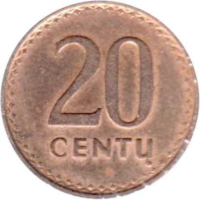20 centas, 1991 Reverse