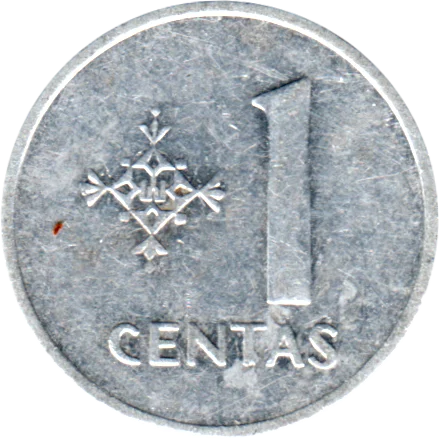 1 centas, 1991 Reverse