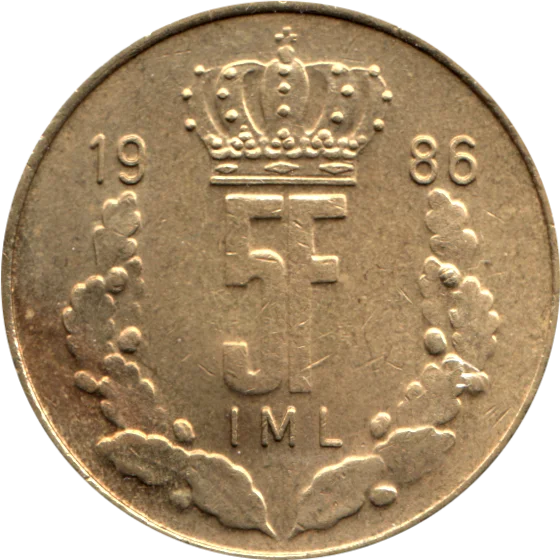 5 Francs, 1986 Reverse