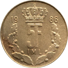 Preview 5 Francs, 1986 reverse
