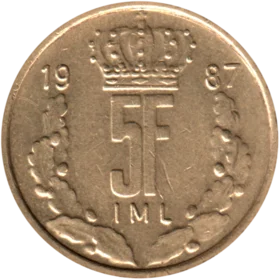 Preview 5 Francs, 1987 reverse