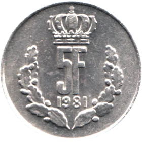 Preview 5 Francs, 1981 reverse
