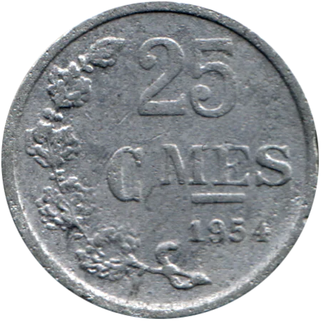 25 centimes, 1954 Reverse