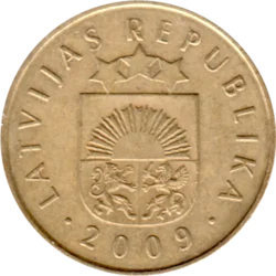 Preview 20 santimi, 2009 obverse
