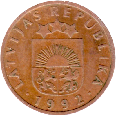Preview 2 santimi, 1992 obverse