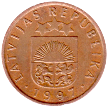 1 santims, 1997 Obverse
