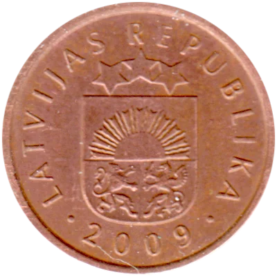 2 santimi, 2009 Obverse