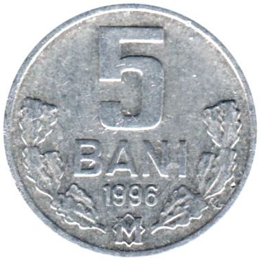 Preview 5 bani, 1996 reverse