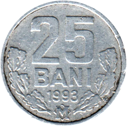 25 bani, 1993 Reverse