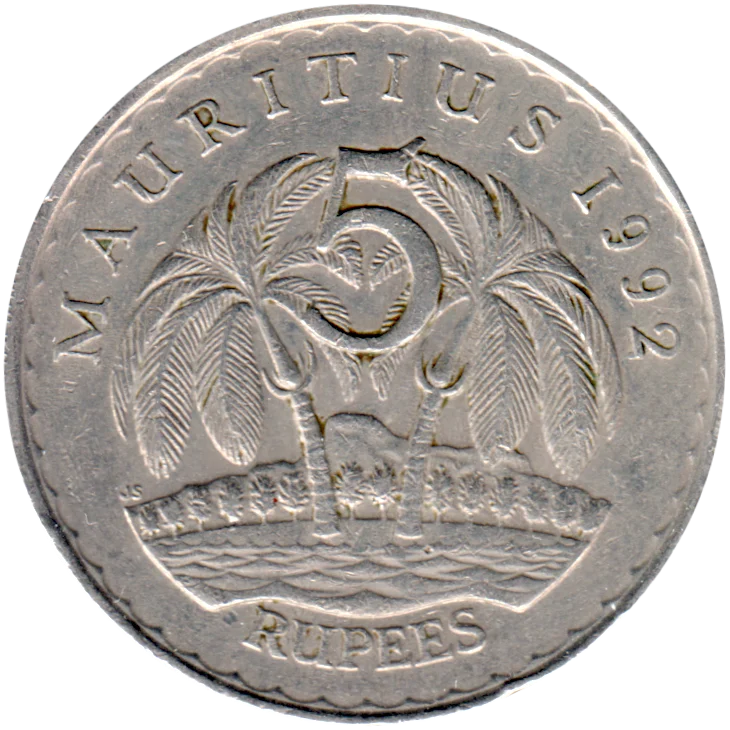 5 Rupees, 1992 Reverse