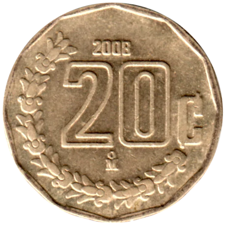 20 centavos, 2008 Reverse