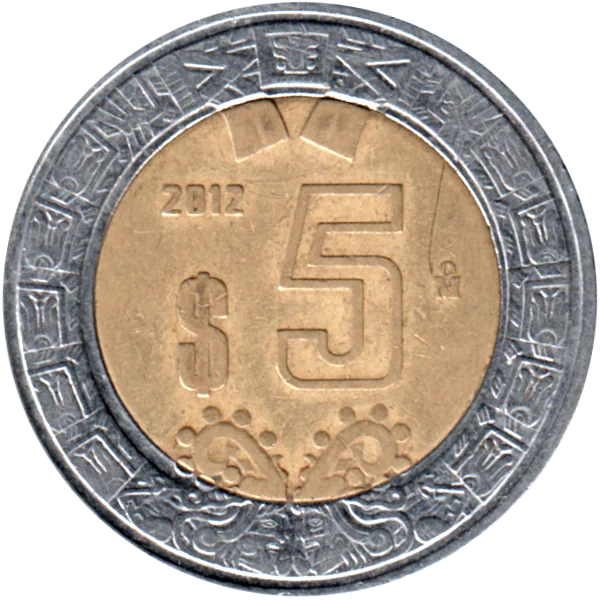 5 Pesos, 2012 Reverse