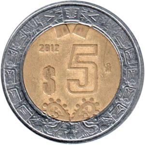 Preview 5 Pesos, 2012 reverse