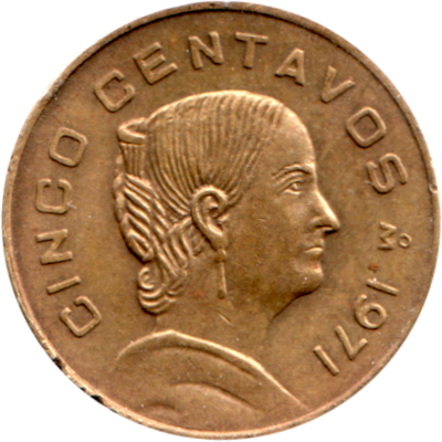 5 centavos, 1971 Reverse