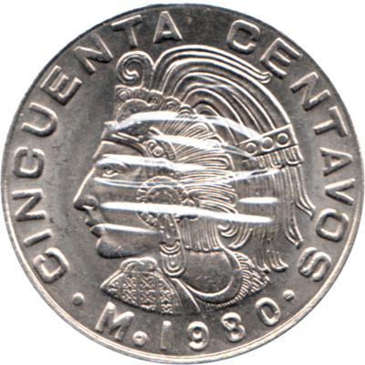50 centavos, 1980 Reverse