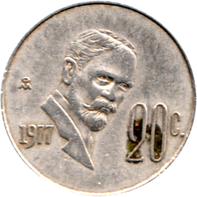 20 centavos, 1977 Reverse