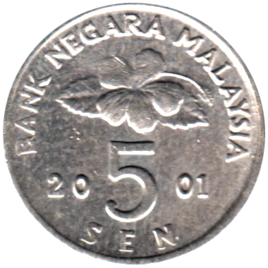 Preview 5 sen, 2001 reverse