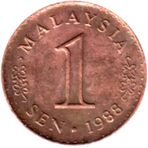 Preview 1 sen, 1988 reverse