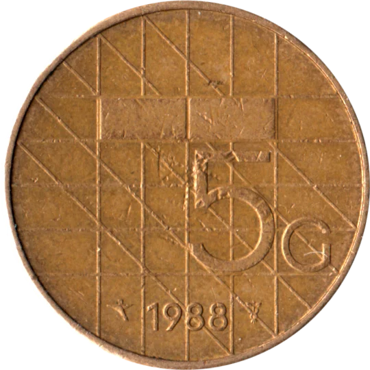5 Guilders, 1988 Reverse