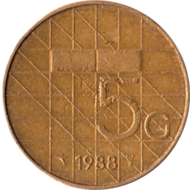 Preview 5 Guilders, 1988 reverse