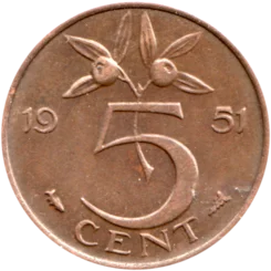 Preview 5 cents, 1951 reverse