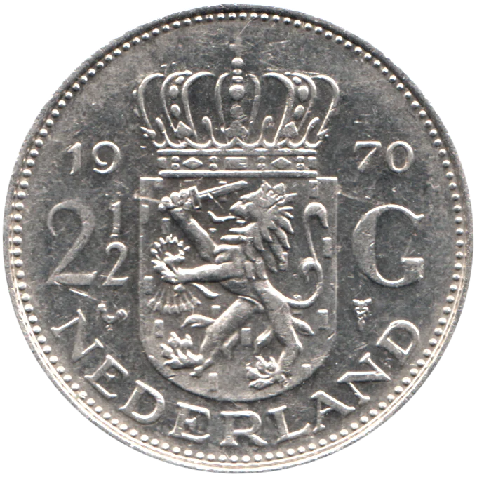 2½ Guilders, 1970 Reverse