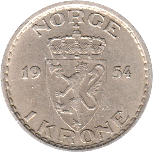 1 Krone, 1954 Reverse