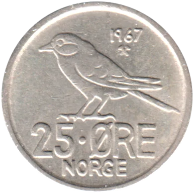 Preview 25 øre, 1967 reverse