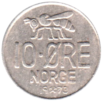 10 øre, 1973 Reverse
