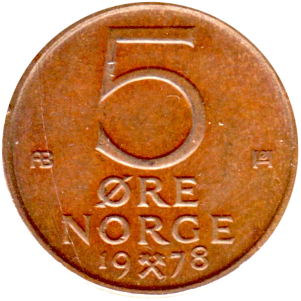 5 øre, 1978 Reverse