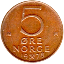 Preview 5 øre, 1978 reverse