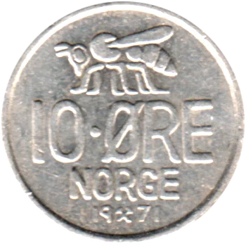 10 øre, 1971 Reverse