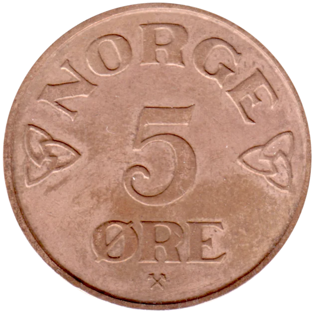 5 øre, 1954 Reverse