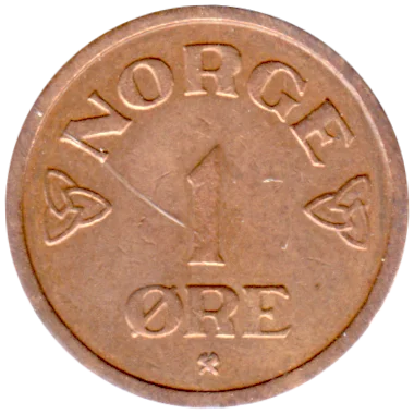 Preview 1 øre, 1954 reverse