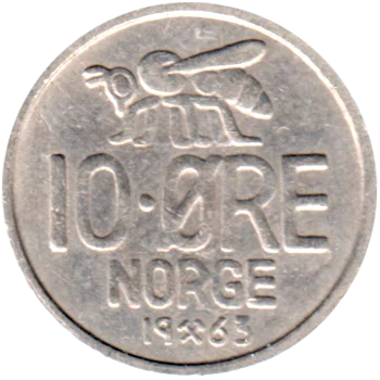 10 øre, 1963 Reverse