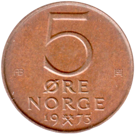 5 øre, 1973 Reverse