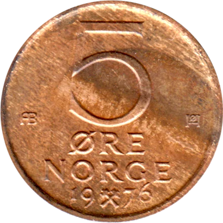 5 øre, 1976 Reverse