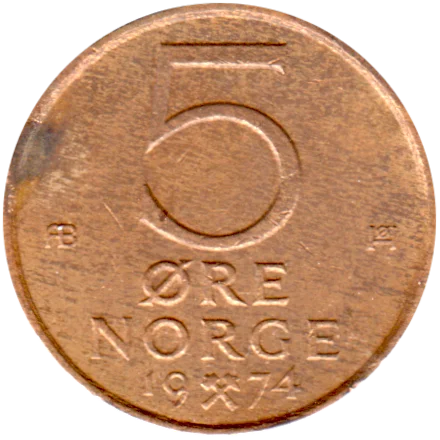 5 øre, 1974 Reverse