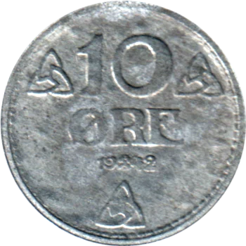 Preview 10 øre, 1942 reverse